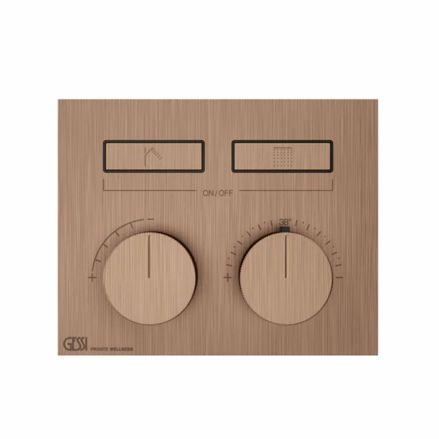 Gessi Hi-Fi Compact Miscelatore Termostatico + Parte ad Incasso 63004+63001-Copper Brushed PVD