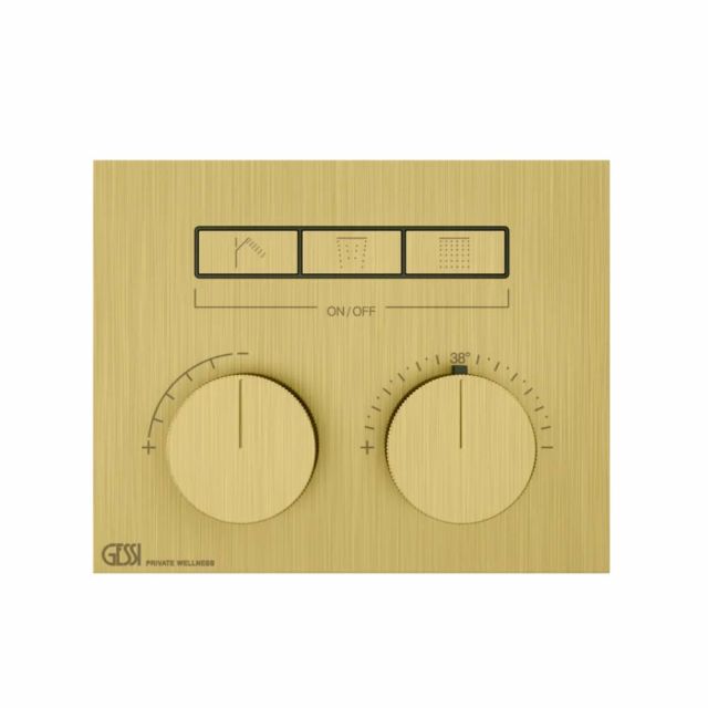 Gessi Hi-Fi Compact Miscelatore Termostatico + Parte ad Incasso 63006+63001-Gold Brushed PVD