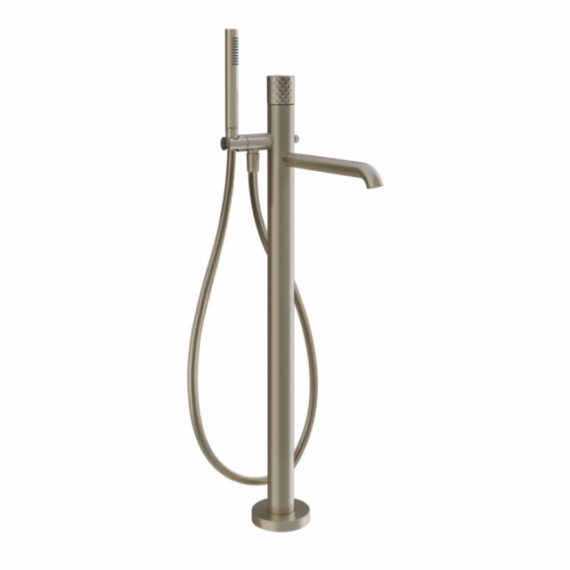 Gessi Habito Intreccio Miscelatore vasca da terra 70128+46189-Finox Brushed Nickel