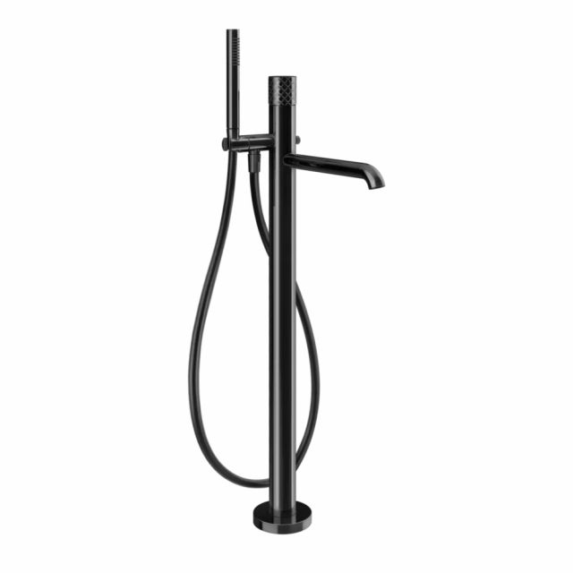 Gessi Habito Intreccio Miscelatore vasca da terra 70128+46189-Black Metal PVD
