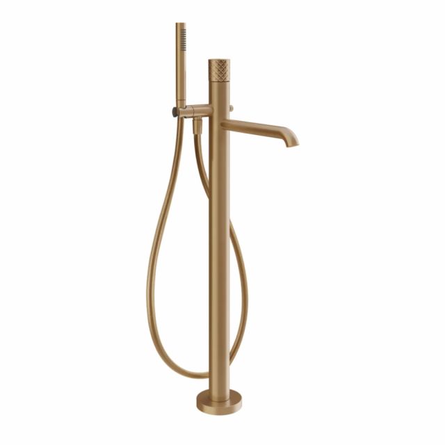 Gessi Habito Intreccio Miscelatore vasca da terra 70128+46189-Warm Bronze Brushed PVD