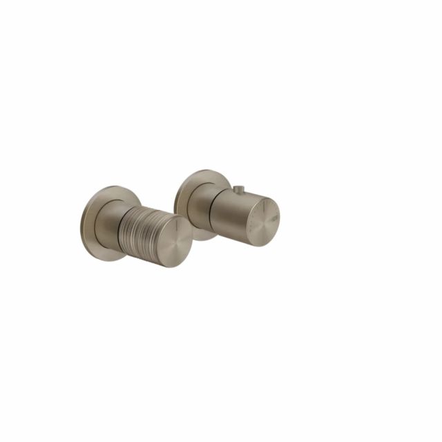 Gessi Habito Trame Miscelatore doccia termostatico a 2 vie 70334+54169-Finox Brushed Nickel