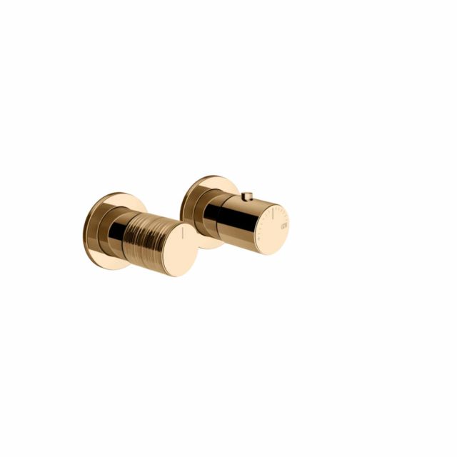 Gessi Habito Trame Miscelatore doccia termostatico a 2 vie 70334+54169-Warm Bronze PVD
