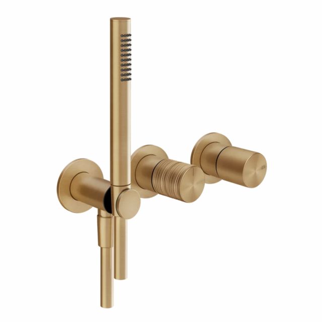 Gessi Habito Trame Miscelatore doccia a 2 vie 70338+54139-Warm Bronze Brushed PVD