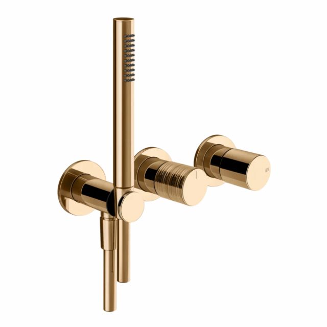 Gessi Habito Trame Miscelatore doccia a 2 vie 70338+54139-Warm Bronze PVD