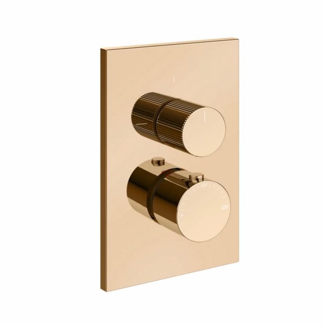 Gessi Habito Rigato Miscelatore termostatico a 2 vie 73535+09269-Warm Bronze PVD