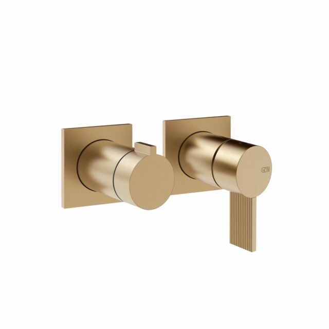 Gessi Inverso Rigato Miscelatore doccia a parete 73538+54073-Warm Bronze Brushed PVD