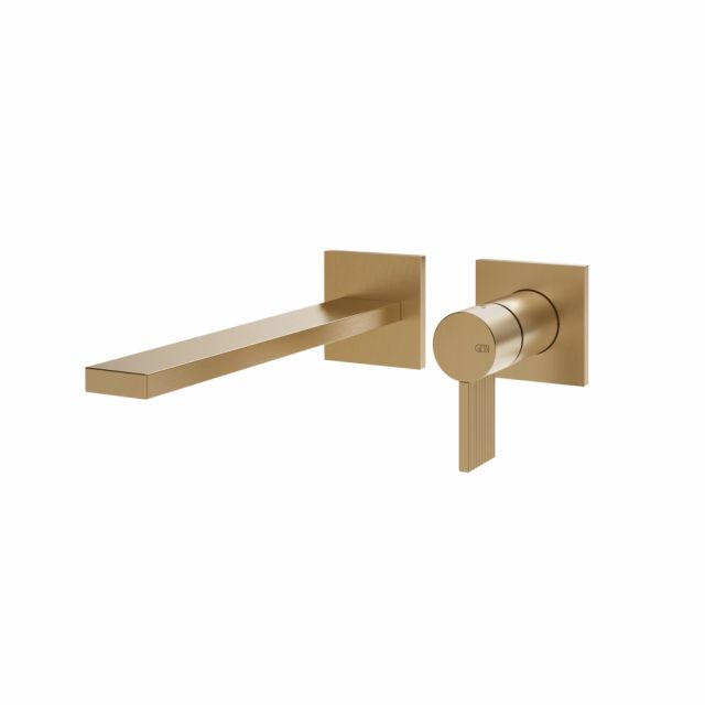Gessi Inverso Rigato Miscelatore lavabo a parete 73588+63397-Warm Bronze Brushed PVD