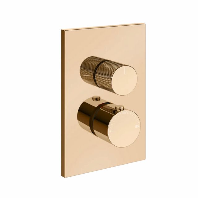Gessi Habito Diamantato Miscelatore termostatico a 3 vie 73637+09269-Warm Bronze PVD