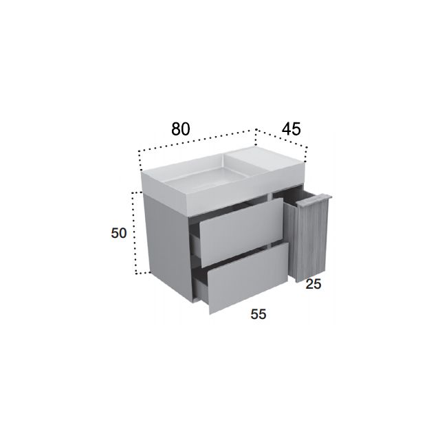 Falper Quattro.zero Möbel komplett mit Waschbecken # L1-CAT2