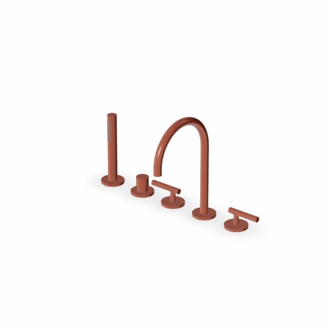 Zucchetti Pan S batteria bordo vasca a 5 fori ZPA5514-Pearl Chili