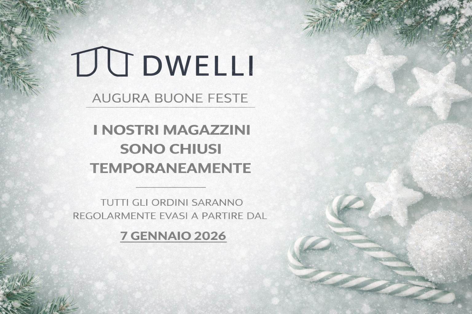 Avviso chiusura natalizia Dwelli